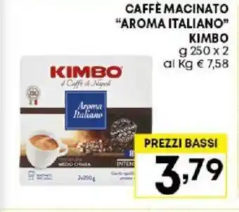 Pam CAFFÈ MACINATO "AROMA ITALIANO" KIMBO g 250 x 2 offerta