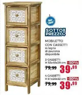 Happy Casa MOBILETTO CON CASSETTI offerta