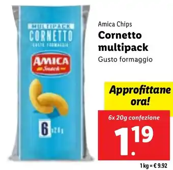 Lidl Amica Chips Cornetto multipack 6x 20g confezione offerta