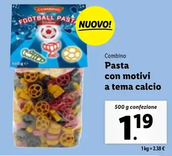 Lidl Combino Pasta con motivi a tema calcio 500 g confezione offerta