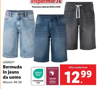 Lidl LIVERGY Bermuda in jeans da uomo offerta