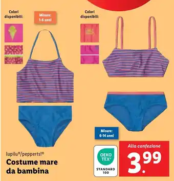 Lidl lupilu/pepperts! Costume mare da bambina offerta