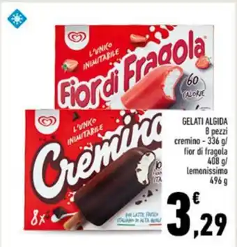 Conad GELATI ALGIDA cremino-336 g/ fior di fragola 408 g/ Lemonissimo 496 g offerta