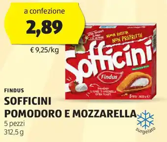 ALDI FINDUS SOFFICINI POMODORO E MOZZARELLA 5 pezzi 312,5 g offerta