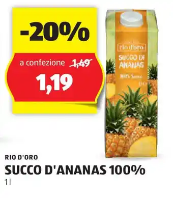 ALDI RIO D'ORO SUCCO D'ANANAS 100% 1 l offerta