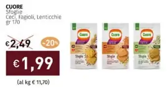 Prezzemolo e Vitale CUORE Sfoglie Ceci, Fagioli, Lenticchie gr 170 offerta