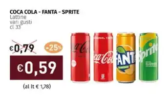 Prezzemolo e Vitale COCA COLA - FANTA-SPRITE Lattine vari gusti cl 33 offerta