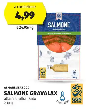 ALDI ALMARE SEAFOOD SALMONE GRAVALAX all'aneto, affumicato 200 g offerta