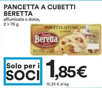 Coop PANCETTA A CUBETTI BERETTA affumicata o dolce, 2 x 75 g offerta