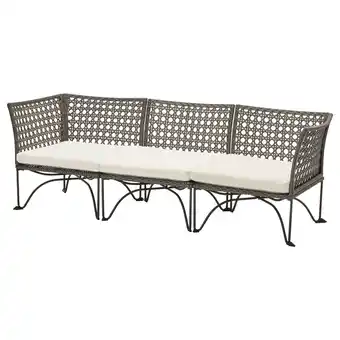 Jutholmen Divano componibile 3 posti, esterno, grigio scuro/kuddarna beige