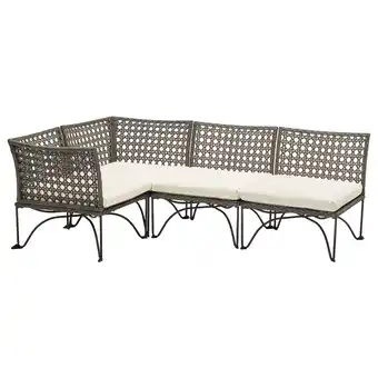 IKEA Jutholmen Divano componib angol 3 posti ester, grigio scuro/kuddarna beige offerta