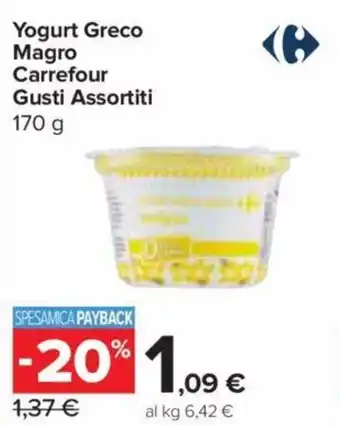 Carrefour Express Yogurt Greco Magro Carrefour Gusti Assortiti 170 g offerta
