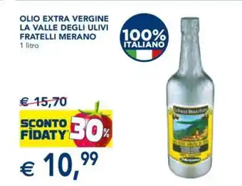 Esselunga OLIO EXTRA VERGINE LA VALLE DEGLI ULIVI FRATELLI MERANO 1 litro offerta