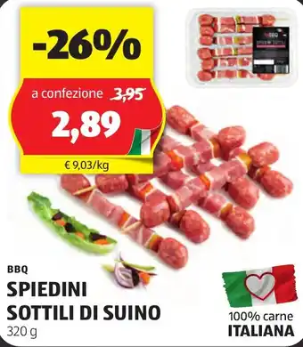 ALDI BBQ SPIEDINI SOTTILI DI SUINO 320 g offerta