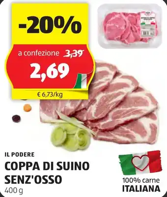 ALDI IL PODERE COPPA DI SUINO SENZ'OSSO 400 g offerta