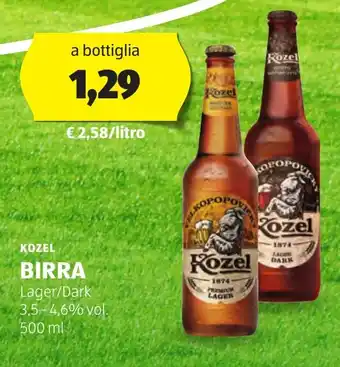ALDI KOZEL BIRRA Lager/Dark 500 ml offerta