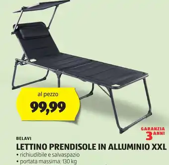 ALDI BELAVI LETTINO PRENDISOLE IN ALLUMINIO XXL offerta