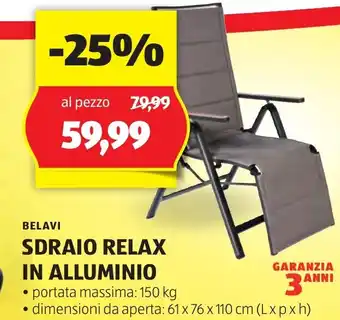 ALDI BELAVI SDRAIO RELAX IN ALLUMINIO offerta