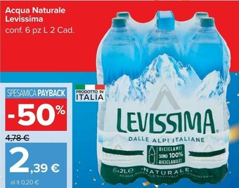 Carrefour Market Acqua naturale 2000 g(ml) offerta