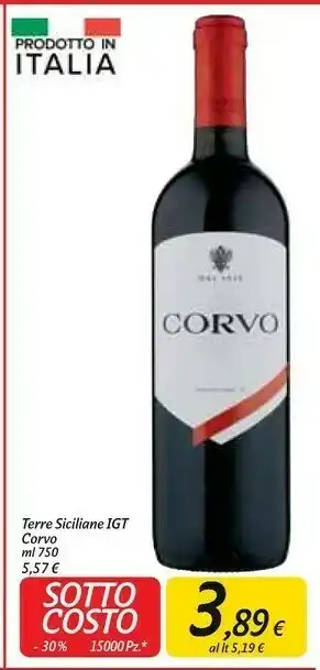 Carrefour Market Corvo - vino glicine terre siciliane igt 750 g(ml) offerta