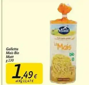 Carrefour Market Matt galletta mais bio offerta