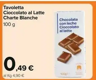 Carrefour Tavoletta cioccolato al latte charte blanche offerta