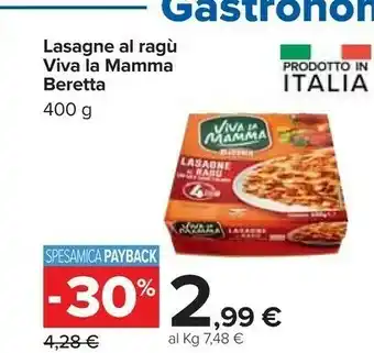 Carrefour Lasagne al ragù di soia viva la mamma 400 g(ml) offerta