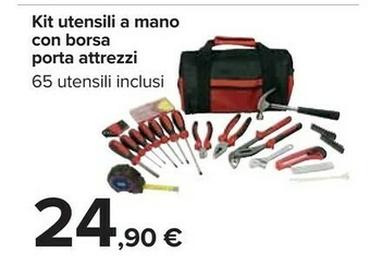 Carrefour Kit utensili a mano con borsa porta attrezzi offerta