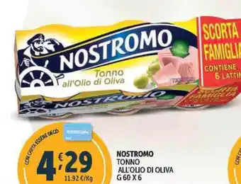 Deco Supermercati NOSTROMO TONNO ALL'OLIO DI OLIVA G 60 X 6 offerta