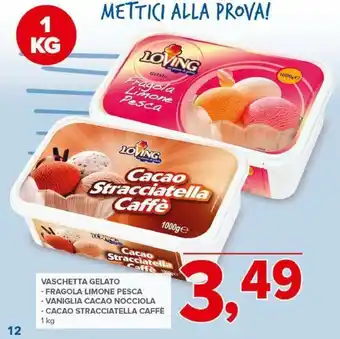 Todis VASCHETTA GELATO - FRAGOLA LIMONE PESCA -VANIGLIA CACAO NOCCIOLA - CACAO STRACCIATELLA CAFFÈ 1 kg offerta
