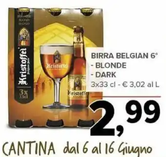 Todis BIRRA BELGIAN 6 - BLONDE - DARK 3x33 cl offerta