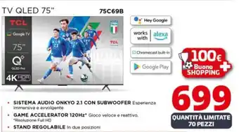 Comet TCL TV QLED 75" 75C69B offerta