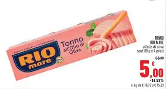 Conad City TONNO RIO MARE all'olio di oliva conf. 80 g x 4 pezzi offerta