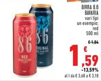 BIRRA 8.6 BAVARIA vari tipi un esempio: red 500 ml