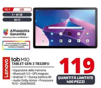 Comet Lenovo tab M10 TABLET GEN 3 TB328FU offerta
