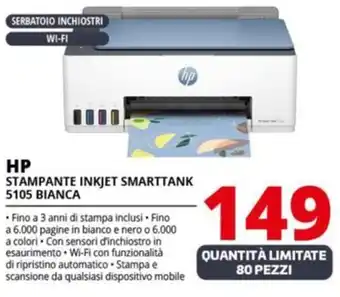 Comet HP STAMPANTE INKJET SMARTTANK 5105 BIANCA offerta