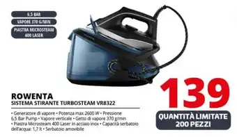 Comet ROWENTA SISTEMA STIRANTE TURBOSTEAM VR8322 offerta