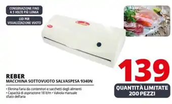 Comet REBER MACCHINA SOTTOVUOTO SALVASPESA 9340N offerta