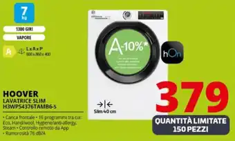Comet HOOVER LAVATRICE SLIM H3WPS4376TAMB6-S offerta