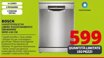 Comet BOSCH LAVASTOVIGLIE DA LIBERO POSIZIONAMENTO SMS4EM106E SERIE 4 60 CM offerta