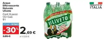 Carrefour Market Acqua Effervescente Naturale Uliveto 9 l offerta