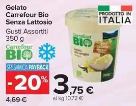 Carrefour Market Gelato Carrefour Bio Senza Lattosio Gusti Assortiti 350 g offerta