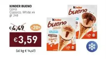 Prezzemolo e Vitale KINDER BUENO Cono Classico, White x4 gr 248 offerta