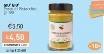 Prezzemolo e Vitale GIU' GIU' Pesto di Pistacchio gr 190 offerta