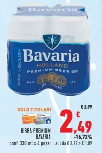 Conad BIRRA PREMIUM BAVARIA conf. 330 ml x 4 pezzi offerta