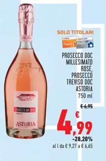 Conad PROSECCO DOC MILLESIMATO ROSE, PROSECCO TREVISO DOC ASTORIA 750 ml offerta