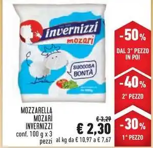 Conad MOZZARELLA MOZARI INVERNIZZI conf. 100 g x 3 pezzi offerta