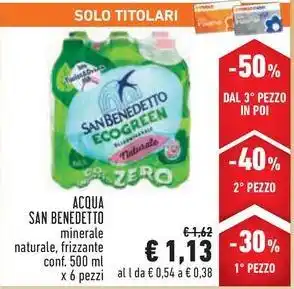 Conad ACQUA SAN BENEDETTO minerale naturale, frizzante conf. 500 ml x 6 pezzi offerta