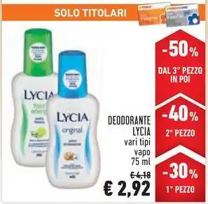 Conad DEODORANTE LYCIA vari tipi vapo 75 ml offerta