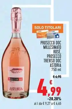 Conad PROSECCO DOC MILLESIMATO ROSE, PROSECCO TREVISO DOC ASTORIA 750 ml offerta